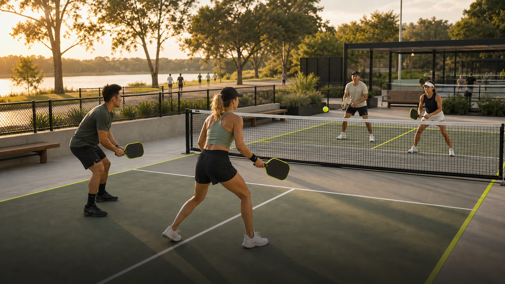 Riverside pickleball court spotlight artwork